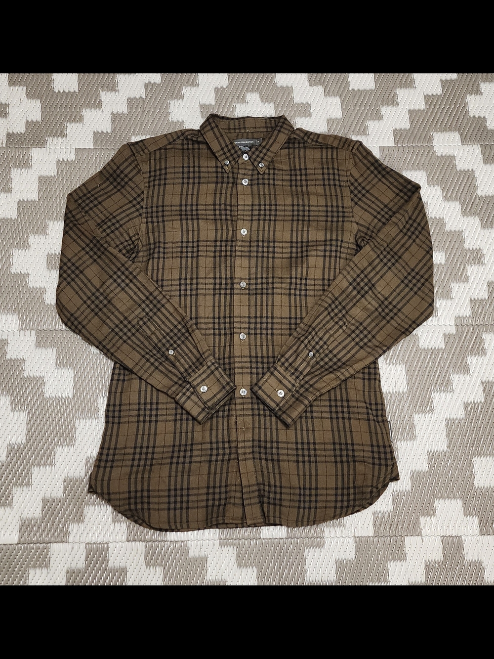 French Connection Brown Plaid Button-Down Shirt